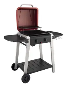 Barbecue à gaz portable à 2 brûleurs au propane avec chariot et 2 tables d'appoint Offre Spéciale sérigraphie extérieure mobile 0.75mm