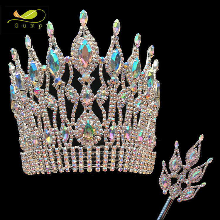 AB Камни Корона Стразы Красота кристалл тиара скипетр набор