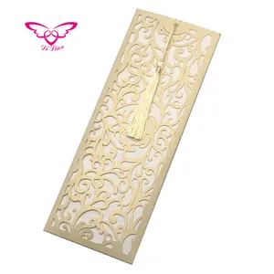 Tassel Decorated Vintage Lace Invitation Card Wedding Gold