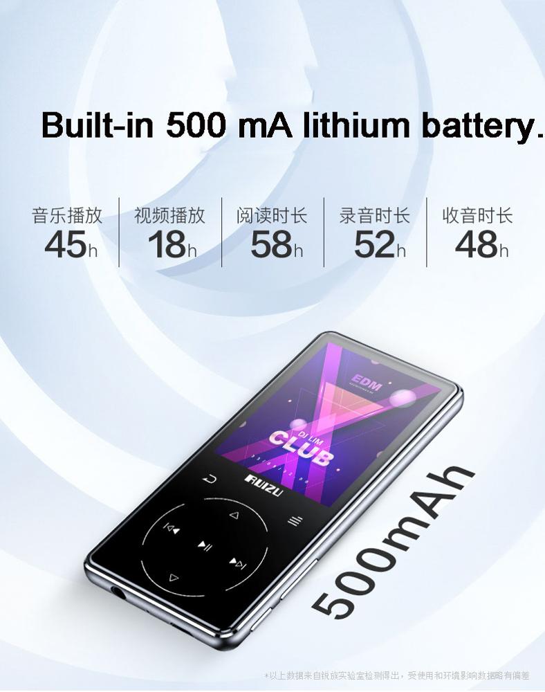 Lettore MP3 Bluetooth 5.3 Con 32GB E Altoparlante Integrato – HiFi, Radio FM, Registratore, 70h Di Batteria