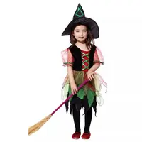 Costume de sorcière Cosplay pour enfants, Costume d'halloween pour filles, robe de sorcière avec chapeau, nouvelle collection