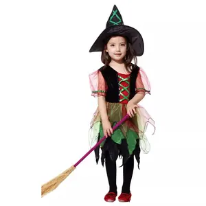 Disfraz de bruja para fiesta de Halloween para niños, disfraz de bruja con sombrero, novedad