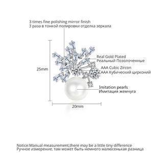 LUOTEEMI Elegante In Oro Bianco Placcato CZ Del <span class=keywords><strong>Fiore</strong></span> Delle Donne Madre Regalo Di Natale Simulato Vite Prigioniera Della Perla <span class=keywords><strong>Orecchini</strong></span> - Product Image 2