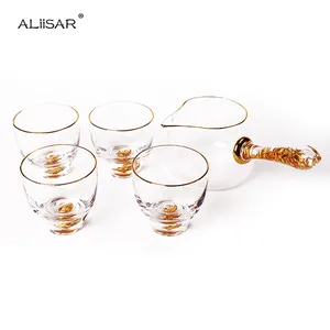 Ensembles de tasses à thé de luxe faits à la main, en verre cristal, de haute qualité, 6 pièces