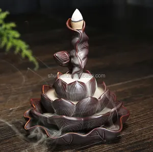 Lotus Design Retro Glazed Backflow Incense Burner Stand