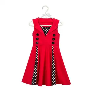 קיץ בנות שמלות SleevelessWith כפתור אונליין פרח דפוס ילדי בגדי תינוק שמלת ילדה