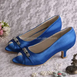 2 Zoll blaue Farbe Braut party Low Heel Schuhe