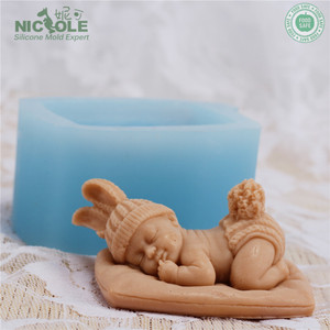 Nicole Cetakan Sabun Boneka Bayi Silikon, Alat Dekorasi Kue Cetakan Lilin Silikon Buatan Rumah 3D