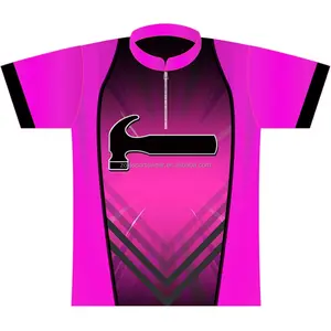 Goedkope Custom sublimatie vrouwen bowling shirts met 1/4 rits