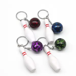 Móc Khóa Nhựa Màu Skittles Bóng Móc Khóa Mặt Dây Chuyền Mô Phỏng Bowling Móc Chìa Khóa