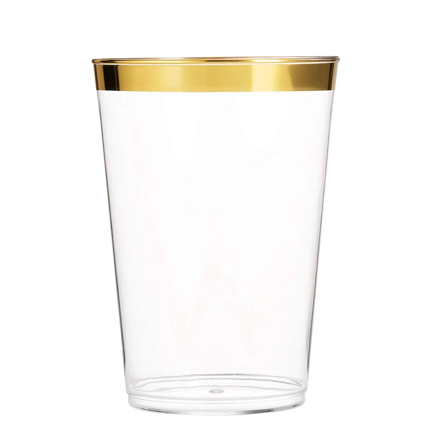 12 OZ Clear Plastic Cups Tumblers Gold Rimmed Cups Disposable Cup For Party And Restaurant