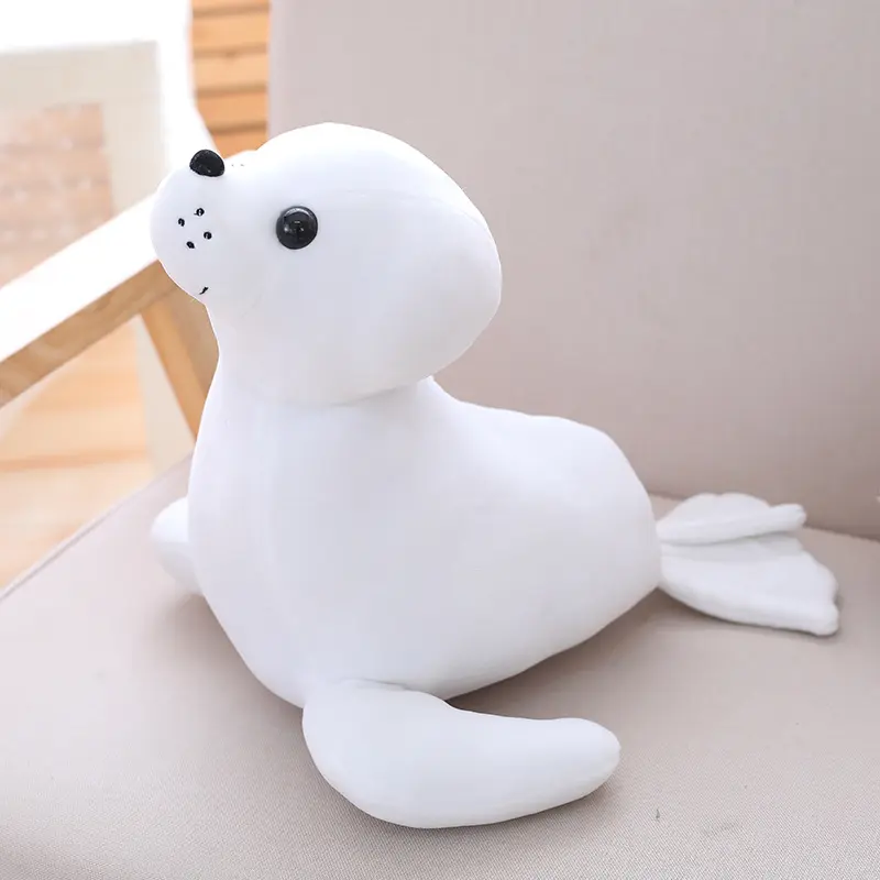 Mainan Segel Mewah Boneka Hewan Singa Laut Lunak Putih 35Cm Kualitas Tinggi