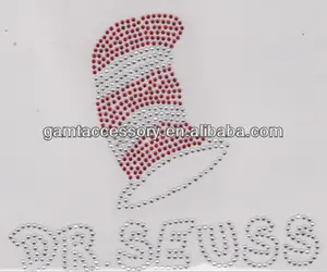 מותאם אישית dr. seuss תיקונים rhinestones applique ברזל על העברה לחולצה