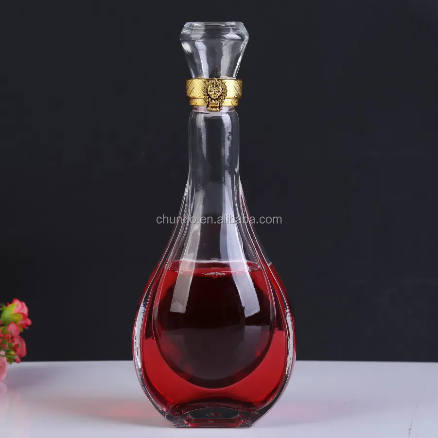 Flagon garrafa de vidro de 500ml superior, garrafa de vidro para bebidas, vinho estrangeiro e vinho tinto, com tampa à prova de crianças