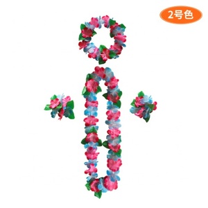 Pantai Tropis Hawaii Set Kalung Karangan Bunga Karangan Bunga Luau Lei - Product Image 3