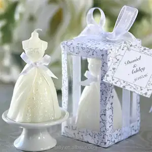 Hiasan Meja Pesta Elegan Elegan Baru 2017 Souvenir Tamu Hadiah Kembali Bridal Shower Hadiah Pintu Hadiah Pengantin Lilin Gaun Pengantin