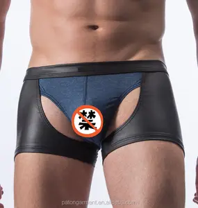 Venta caliente Sexy Boys Piernas de cuero Ropa interior Crazy Boxer Briefs Shorts - Product Image 2