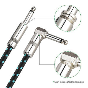 Câble de guitare Audio Jack TRS de haute qualité, tressé Durable à Angle droit de 6.35mm, câble d'instrument, accessoires de <span class=keywords><strong>basse</strong></span>, Transmission Audio - Product Image 6