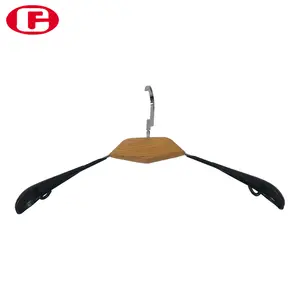 Metal solid wood coat hangers Black plastic cover on both sides with small hooks clothes steel hanger hooks