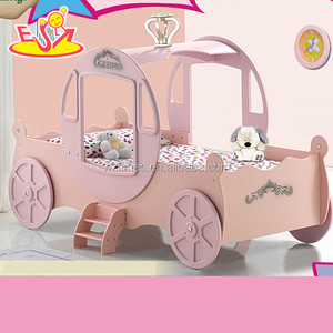Niños al por mayor niños cama de coche de madera pequeña ballena diseño niños cama de coche de madera de moda cama de coche de madera W08A038