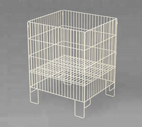 Corbeille carrée en fil métallique pour présentation en magasin, présentoirs en maille chromée personnalisables