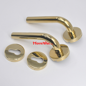 Polished luxury PVD gold rosette ประตูล็อค double lever handle ประเภท, พื้นผิวสีทองสแตนเลส Lever Door Handle - Product Image 5