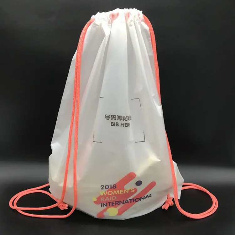 थोक सस्ते कस्टम मुद्रित जिम खेल बैग LDPE प्लास्टिक Drawstring बैग