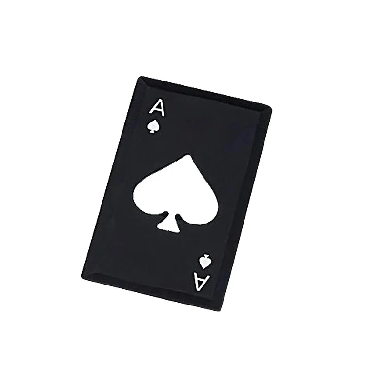 Online Hete Verkoop Zwarte Pokerkaart Schoppen Bierflesopener Gepersonaliseerd Roestvrijstalen Flesopener Bar