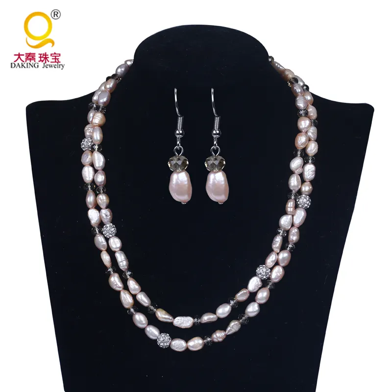 Wedding pearl jewelry hot selling jewelry set pearl necklace with earring for bride