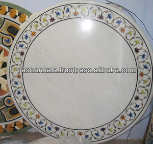 Micromosaic หินอ่อนฝังบนโต๊ะ Pietra Dura สีขาว - Product Image 1