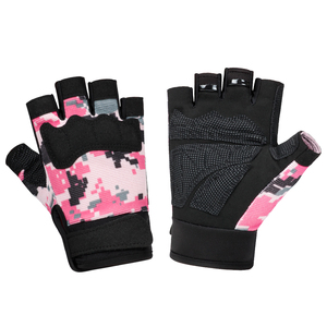 <span class=keywords><strong>Guanti</strong></span> da ginnastica donna senza dita per allenamento con <span class=keywords><strong>Bodybuilding</strong></span> rosa mimetico di Design personalizzato - Product Image 1
