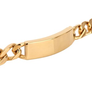 Oro del Cadena del encintado del acero inoxidable de la pulsera de identificación de vínculo cubana pulsera del motorista - Product Image 3
