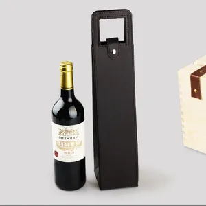 Funda de cuero PU para enfriar botellas de vino y cerveza, bolso de mano con logotipo personalizado, con cremallera