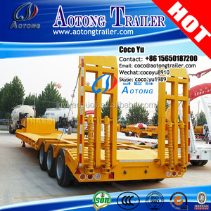 JUYUAN QINGDAO para sinotruk paso marco semi remolques de camión/cóncavo opcional 3 ejes de 60 toneladas cama baja remolque - Product Image 5