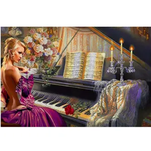 DIY 다이아몬드 자수 그림 아름다움 피아노 5d 다이아몬드 모자이크 조류와 꽃 다이아몬드 그림 홈 라인 석