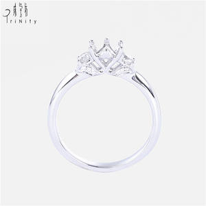 แหวนหมั้นดาวเพชรแท้18K สีทองคำขาวแท้แบบคลาสสิกกึ่งยึดโดยไม่มีหินหลักสำหรับผู้หญิง - Product Image 6