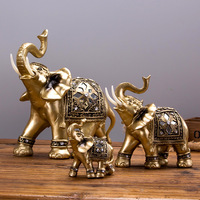 Statue d'éléphant en résine et fibre de verre de style européen, décorative pour la maison, collections indiennes, or antique, pour table