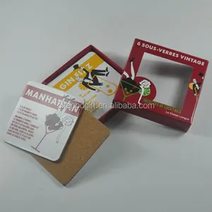good quality waterproofing drink table mat  cardboard paper coaster with cork base  cork placemat