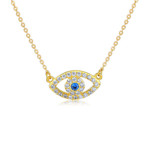 Collar con colgante de plata de ley 925 <span class=keywords><strong>hamsa</strong></span> evil eye blanco azul CZ - Product Image 5