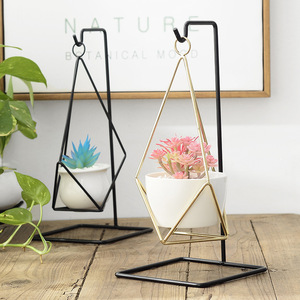 Pots de fleurs en céramique avec pots suspendus en fer, pots suspendus en gros, porte-pots de fleurs suspendus, paniers suspendus de jardin - Product Image 2