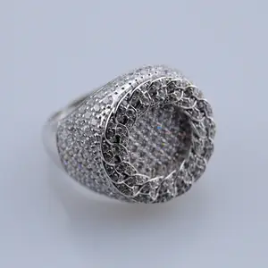 925 argento oro bianco diamante della cz cuban link mens anello