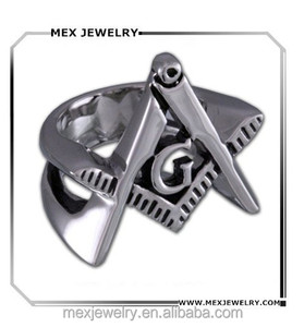 Bague vintage en acier inoxydable avec symbole triangulaire, anneau franc-maçonnerie, découpé - Product Image 1