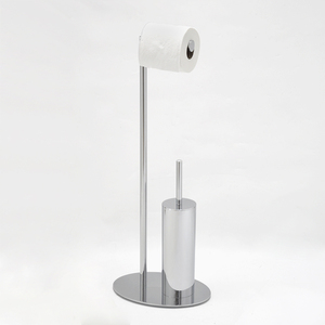 Brosse de toilette et support classiques en tube métallique rond - Product Image 4