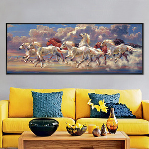 Wall Art Eight Running Horses Picture Digital Printed Crystal Porcelain Glass Painting per la parete del soggiorno - Product Image 3