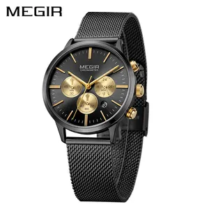 Megir Chronograph Gold Watch 2011L Women Watches Ladies Brand Luxury Quartz Watch Female Clock Relogio Feminino Montre Femme