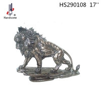 Statues de lion en résine de 18 pouces grande sculpture animale en argent pour la décoration de la maison de jardin