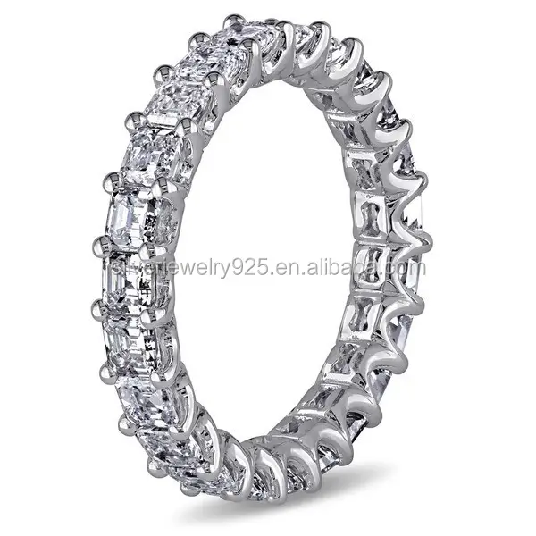 miglior prezzo e di alta bianco lucido oro taglio asscher eternità anello di diamanti