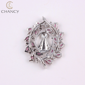 Accesorios de la joyería del encanto Virgen María colgante <span class=keywords><strong>cristal</strong></span> pavé para hacer collar - Product Image 3