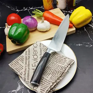 אביזרי cuisinart מטבח סכין כיס סכין שף סט מחיר בית גן עץ מרקם ידית דמשק פלדה קבוע סכין