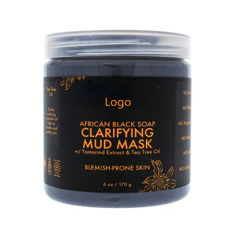 Натуральная Марка, увлажняющая африканская черная мыльная осветляющая грязевая маска Ши